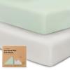 imagePack and Play Sheets Fitted  2Pack Mini Crib Sheets for Pack N Play Mattress 38x26 Soft ampamp Cozy Neutral Toddler Playard Bedding Snug Fitted Mini Baby Crib Mattress Cover Boy Girl ABC LandSage