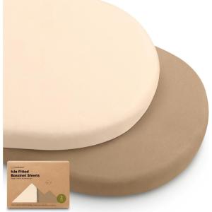 image2Pack Baby Bassinet Sheets Girl Boy  Viscose Derived from Bamboo Fitted Bassinet Sheets Compatible with Halo Bassinest Swivel Sleeper Baby Delight Graco Bedside Bassinet Mattress Sheet BunniesPecan