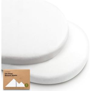 image2Pack Baby Bassinet Sheets Girl Boy  Viscose Derived from Bamboo Fitted Bassinet Sheets Compatible with Halo Bassinest Swivel Sleeper Baby Delight Graco Bedside Bassinet Mattress Sheet BunniesSoft White
