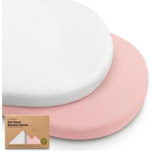 image2Pack Baby Bassinet Sheets Girl Boy  Viscose Derived from Bamboo Fitted Bassinet Sheets Compatible with Halo Bassinest Swivel Sleeper Baby Delight Graco Bedside Bassinet Mattress Sheet BunniesRose