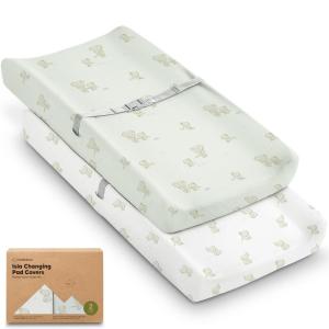 image2Pack Baby Changing Pad Covers for Girl Boy Neutral  Soft Viscose Derived from Bamboo Changing Table Pad Cover Sheets Baby Nursery Diaper Changing Pad Cover Contour Changing Pad Liner MeadowElly