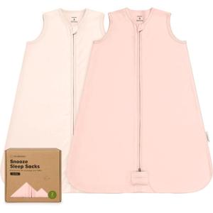 image2Pack Baby Sleep SacksZipper Wearable Blanket  05TOG Organic CottonLightweightSoft Cozy Toddler Sleeping Sack 612 months Easy to Wear Large Newborn Transition Swaddles Sleepsacks BumbleBearMist Rose