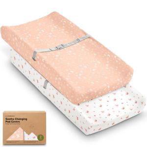 image2Pack Organic Changing Pad Covers for Girl Boy Neutral  100 Cotton Changing Table Pad Cover Soft Baby Nursery Diaper Changing Pad Sheets Contour Changing Pads Liners Change Pad Cover EllyButterflies