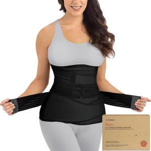 image3 in 1 Postpartum Belly Support Recovery Wrap  Postpartum Belly Band After Birth Brace Slimming Girdles Body Shaper Waist Shapewear Post Surgery Pregnancy Belly Support Band Midnight Black MLMidnight Black