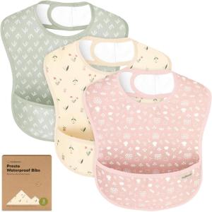 image3Pack Waterproof Baby Bibs for Eating  Lightweight Toddler Feeding Bibs with Large Food Catcher Mess Proof FoodGrade Baby Eating Essentials Easy to Put On ampamp Clean OceanFleur