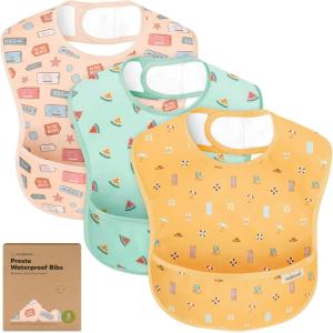 image3Pack Waterproof Baby Bibs for Eating  Lightweight Toddler Feeding Bibs with Large Food Catcher Mess Proof FoodGrade Baby Eating Essentials Easy to Put On ampamp Clean OceanBeach Day