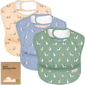 image3Pack Waterproof Baby Bibs for Eating  Lightweight Toddler Feeding Bibs with Large Food Catcher Mess Proof FoodGrade Baby Eating Essentials Easy to Put On ampamp Clean OceanPets  Paws