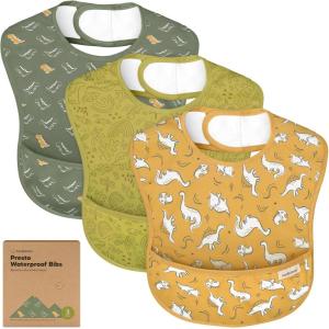image3Pack Waterproof Baby Bibs for Eating  Lightweight Toddler Feeding Bibs with Large Food Catcher Mess Proof FoodGrade Baby Eating Essentials Easy to Put On ampamp Clean OceanMesozoic