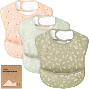 image3Pack Waterproof Baby Bibs for Eating  Lightweight Toddler Feeding Bibs with Large Food Catcher Mess Proof FoodGrade Baby Eating Essentials Easy to Put On ampamp Clean OceanBloom