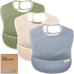 image3Pack Waterproof Baby Bibs for Eating  Lightweight Toddler Feeding Bibs with Large Food Catcher Mess Proof FoodGrade Baby Eating Essentials Easy to Put On ampamp Clean OceanSlate