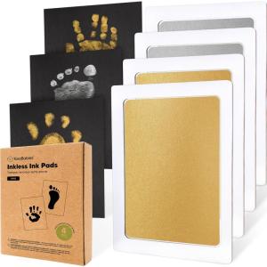 image4Pack Inkless Baby Hand and Footprint Kit  Mess Free Ink Pad for Newborn Keepsake Dog Nose ampamp Paw Print Kit Clean Touch Ink Pad for Baby Hand ampamp Footprints Ideal New Mom Gifts Jet BlackGoldSilver