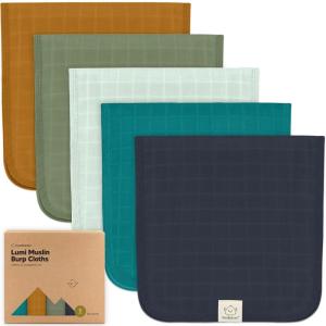 image5Pack Cotton Muslin Burp Cloths Baby Girls Boys  Soft ampamp Absorbent Spit Up Burp Rags Large Muslin Towel Cotton Wash Cloths for Babies Newborn Infant No Shrink Durable Neutral CoralsEclipse