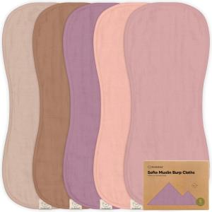 image5Pack Muslin Burp Cloths Baby Boy Girl  Very Absorbent Baby Burp Cloth Rags 8Layers Viscose Derived from Bamboo Cotton Muslin Towel Super Soft Spit Up Rags No Shrink Washcloths The WildMauve