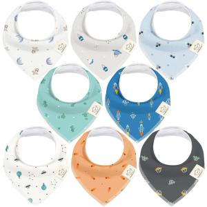 image8Pack Organic Baby Bandana Bibs for Boys Girls  Super Absorbent Triangle Baby Bibs for Drooling and Teething Infant 100 Cotton Extra Soft for Newborn Infant 036 Months ConstellationCosmo