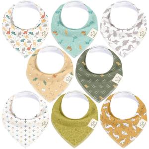 image8Pack Organic Baby Bandana Bibs for Boys Girls  Super Absorbent Triangle Baby Bibs for Drooling and Teething Infant 100 Cotton Extra Soft for Newborn Infant 036 Months ConstellationMesozoic