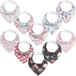 image8Pack Organic Baby Bandana Bibs for Girls  Super Absorbent Triangle Baby Bibs for Drooling and Teething Infant 100 Cotton Extra Soft for Newborn Infant 036 Months FlourishTea Party