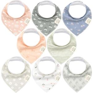 image8Pack Organic Baby Bandana Bibs for Girls  Super Absorbent Triangle Baby Bibs for Drooling and Teething Infant 100 Cotton Extra Soft for Newborn Infant 036 Months FlourishFleur