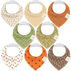 image8Pack Organic Baby Bandana Bibs for Girls  Super Absorbent Triangle Baby Bibs for Drooling and Teething Infant 100 Cotton Extra Soft for Newborn Infant 036 Months FlourishFall Spores