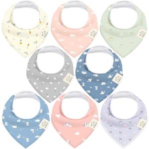 image8Pack Organic Baby Bandana Bibs for Girls  Super Absorbent Triangle Baby Bibs for Drooling and Teething Infant 100 Cotton Extra Soft for Newborn Infant 036 Months FlourishDreamers