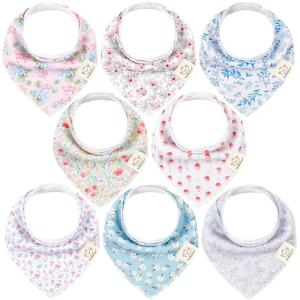 image8Pack Organic Baby Bandana Bibs for Girls  Super Absorbent Triangle Baby Bibs for Drooling and Teething Infant 100 Cotton Extra Soft for Newborn Infant 036 Months FlourishFlourish