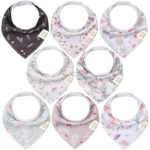 image8Pack Organic Baby Bandana Bibs for Girls  Super Absorbent Triangle Baby Bibs for Drooling and Teething Infant 100 Cotton Extra Soft for Newborn Infant 036 Months FlourishBloom