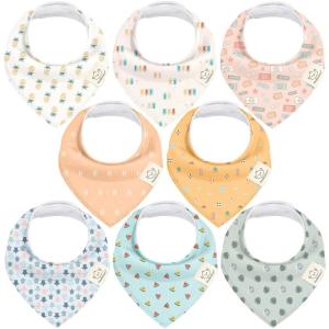 image8Pack Organic Baby Bandana Bibs for Girls  Super Absorbent Triangle Baby Bibs for Drooling and Teething Infant 100 Cotton Extra Soft for Newborn Infant 036 Months FlourishBeach Day