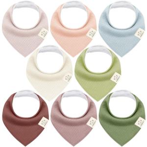 image8Pack Organic Baby Bandana Bibs for Girls  Super Absorbent Triangle Baby Bibs for Drooling and Teething Infant 100 Cotton Extra Soft for Newborn Infant 036 Months FlourishMoorQuin
