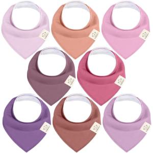 image8Pack Organic Baby Bandana Bibs for Girls  Super Absorbent Triangle Baby Bibs for Drooling and Teething Infant 100 Cotton Extra Soft for Newborn Infant 036 Months FlourishLilac