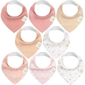 image8Pack Organic Baby Bandana Bibs for Girls  Super Absorbent Triangle Baby Bibs for Drooling and Teething Infant 100 Cotton Extra Soft for Newborn Infant 036 Months FlourishButterflies