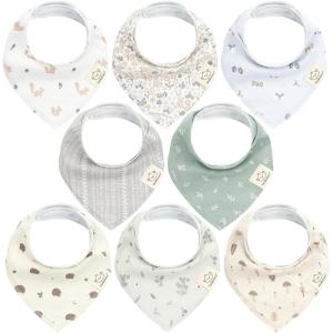 image8Pack Organic Baby Bandana Bibs for Girls  Super Absorbent Triangle Baby Bibs for Drooling and Teething Infant 100 Cotton Extra Soft for Newborn Infant 036 Months FlourishPrairie