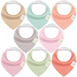 image8Pack Organic Baby Bandana Bibs for Girls  Super Absorbent Triangle Baby Bibs for Drooling and Teething Infant 100 Cotton Extra Soft for Newborn Infant 036 Months FlourishMuted PastelQuin