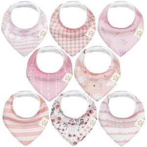 image8Pack Organic Baby Bandana Bibs for Girls  Super Absorbent Triangle Baby Bibs for Drooling and Teething Infant 100 Cotton Extra Soft for Newborn Infant 036 Months FlourishSweet Charm