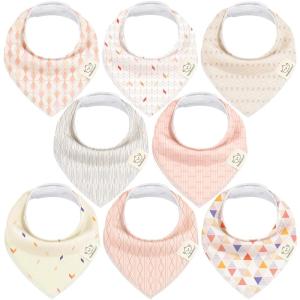 image8Pack Organic Baby Bandana Bibs for Girls  Super Absorbent Triangle Baby Bibs for Drooling and Teething Infant 100 Cotton Extra Soft for Newborn Infant 036 Months FlourishPrism
