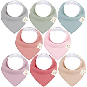 image8Pack Organic Baby Bandana Bibs for Girls  Super Absorbent Triangle Baby Bibs for Drooling and Teething Infant 100 Cotton Extra Soft for Newborn Infant 036 Months FlourishMuted Pastel