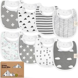 image8Pack Organic Baby Bibs for Boys Girls  Soft Cotton Drooling and Teething Bibs for Baby Girl ampamp Boy Extra Absorbent Easy To Clean ampamp Put On for Toddler Newborn Infant 024 Months Sweet CharmGrayscape