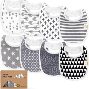 image8Pack Organic Baby Bibs for Boys Girls  Soft Cotton Drooling and Teething Bibs for Baby Girl ampamp Boy Extra Absorbent Easy To Clean ampamp Put On for Toddler Newborn Infant 024 Months Sweet CharmGrayscale
