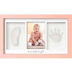 imageBaby Hand and Footprint Kit  Clay Handprint Keepsake Frame Newborn Nursery Picture Frame Personalized New Mom Gifts for Baby Shower ampamp Registry Alpine WhiteSweet Pink