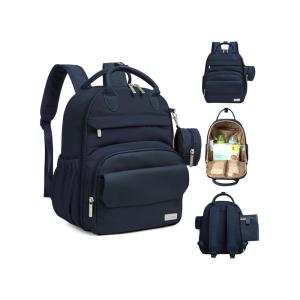 imageDiaper Bag Backpack  Multifunctional Travel Diaper Back PacksMaternity Baby Changing Bags Compact 12L Capacity PU Leather Waterproof Unisex Stylish Nappy Bag Diaper Changing Pad Navy BlueNavy Blue