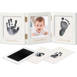 imageInkless Baby Handprint and Footprint Kit for Newborn  Baby Footprint Kit Newborn Keepsake Nursery Picture FrameDog Paw Print MakerPersonalized Gifts for New MomShowers ampamp RegistryPetal PinkGoldWhiteGold