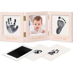 imageInkless Baby Handprint and Footprint Kit for Newborn  Baby Footprint Kit Newborn Keepsake Nursery Picture FrameDog Paw Print MakerPersonalized Gifts for New MomShowers ampamp RegistryPetal PinkGoldPetal PinkGold
