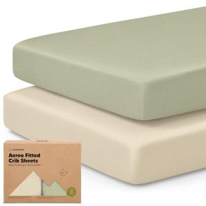 imageKeaBabies 2Pack Fitted Crib Sheets for Boys Girls Baby  Soft Bamboo Viscose Cotton 52x28 Standard Crib Mattress Sheets Toddler Bed Mattress Cover Gender Neutral Breathable Durable WoodlandAvocado