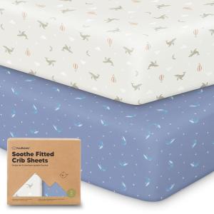 imageKeaBabies 2Pack Organic Crib Sheets for Boys Girls  52x28 Fitted Crib Mattress Sheet Neutral Breathable Jersey Cotton Cover for Baby Bed Toddler Mattress Soft ampamp Cute Prints WoodlandMarine Muse