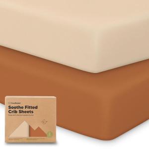 imageKeaBabies 2Pack Organic Crib Sheets for Boys Girls  52x28 Fitted Crib Mattress Sheet Neutral Breathable Jersey Cotton Cover for Baby Bed Toddler Mattress Soft ampamp Cute Prints WoodlandRust