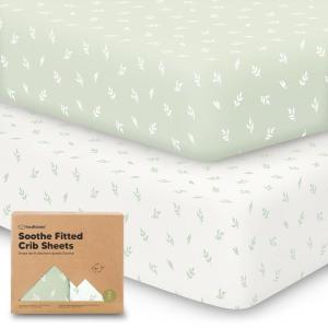 imageKeaBabies 2Pack Organic Crib Sheets for Boys Girls  52x28 Fitted Crib Mattress Sheet Neutral Breathable Jersey Cotton Cover for Baby Bed Toddler Mattress Soft ampamp Cute Prints WoodlandHerb