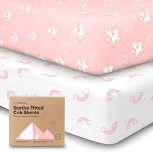 imageKeaBabies 2Pack Organic Crib Sheets for Boys Girls  52x28 Fitted Crib Mattress Sheet Neutral Breathable Jersey Cotton Cover for Baby Bed Toddler Mattress Soft ampamp Cute Prints WoodlandDreamland