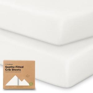 imageKeaBabies 2Pack Organic Crib Sheets for Boys Girls  52x28 Fitted Crib Mattress Sheet Neutral Breathable Jersey Cotton Cover for Baby Bed Toddler Mattress Soft ampamp Cute Prints WoodlandSoft White