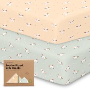 imageKeaBabies 2Pack Organic Crib Sheets for Boys Girls  52x28 Fitted Crib Mattress Sheet Neutral Breathable Jersey Cotton Cover for Baby Bed Toddler Mattress Soft ampamp Cute Prints WoodlandLune Mystic