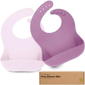 imageKeaBabies 2Pack Silicone Baby Bibs for Eating  Sturdy FoodGrade Silicone Bibs for Babies Girl Boy Large Food Catcher Clean ampamp Put On Easily Waterproof Toddler Feeding Essentials SlateAmethyst