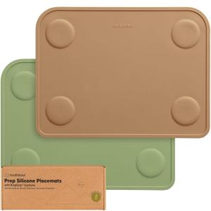 imageKeaBabies 2Pack Silicone Placemats for Toddlers  12x9 Non Slip Suction Baby Silicone Placemat for Kids Eating Easy to Clean Busy Travel Baby Mat for Dining Table Food GradeBPAFree SlateDesert