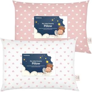 imageKeaBabies 2Pack Toddler Pillow 13x18  Soft Organic Cotton Kids Travel Bed Pillows for Sleeping School Nap Machine Washable Toddlers 2 to 5 Pillowcase Sold Separately HeartsHearts